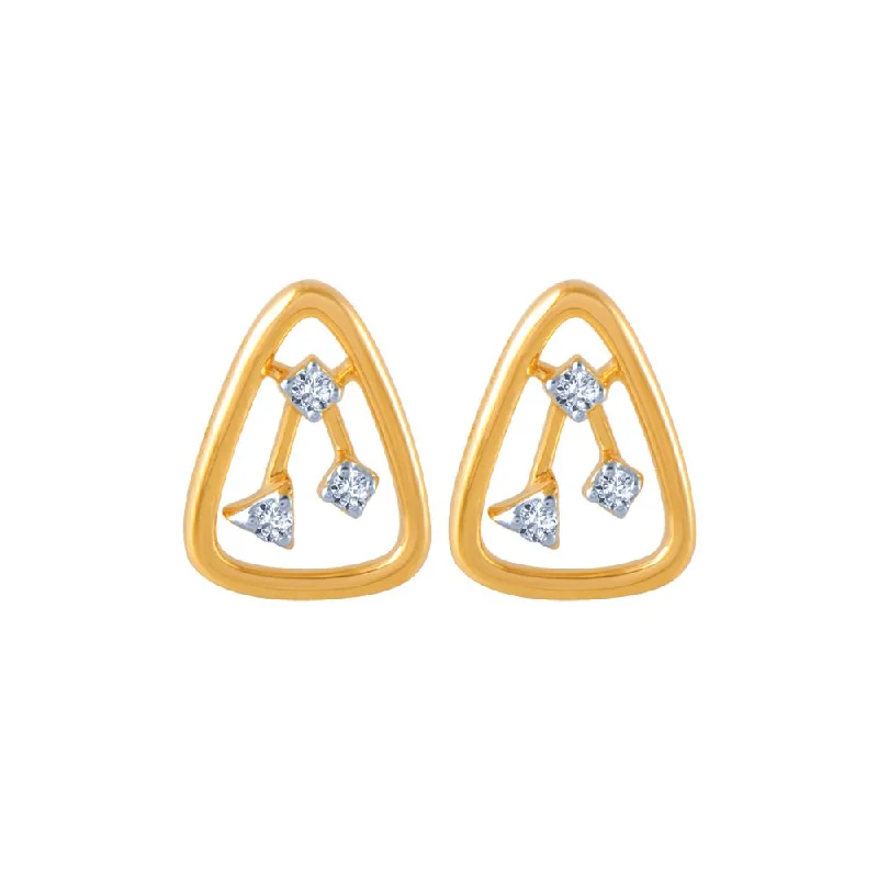 Women’s unique earrings-14k (585) Yellow Gold And Diamond Stud Earrings For Women