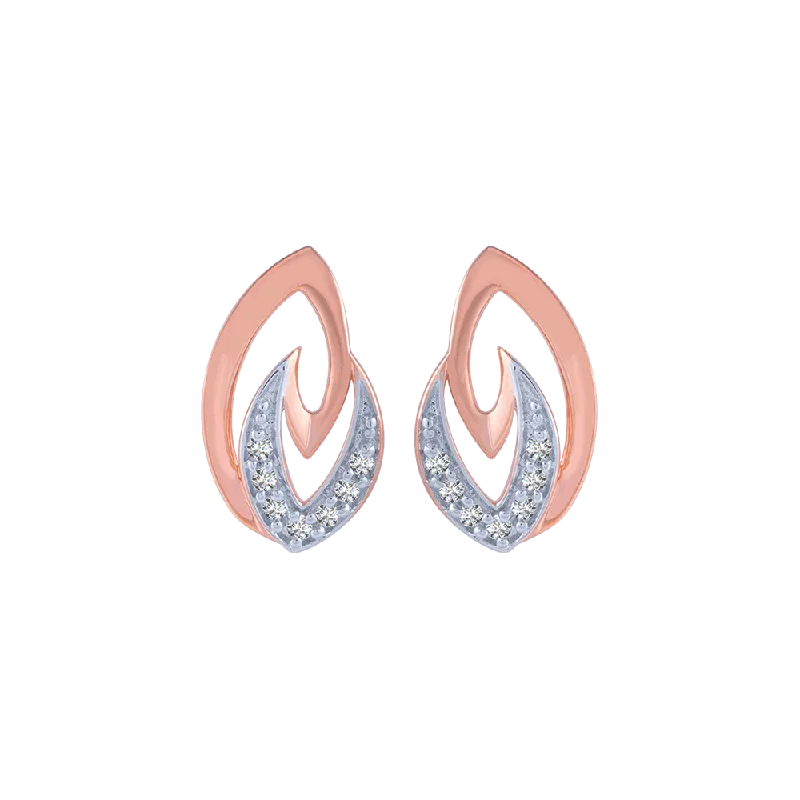 Women’s luxury gemstone earrings-14KT (585) Rose Gold And Diamond Stud Earrings For Women