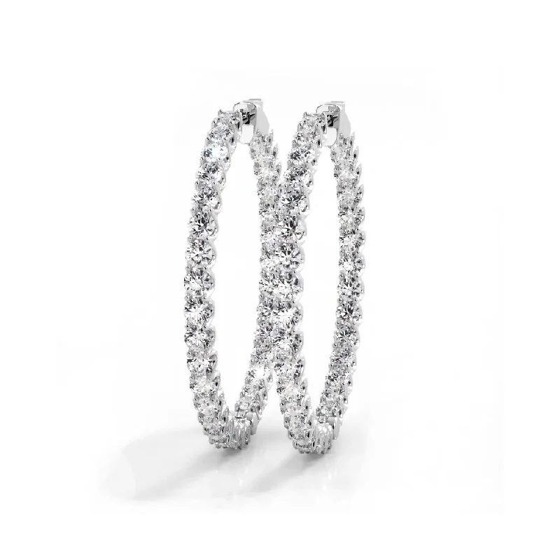 Women’s silver drop earrings-4.70 ctw. Inside Out U Setting Diamond Hoop Earrings