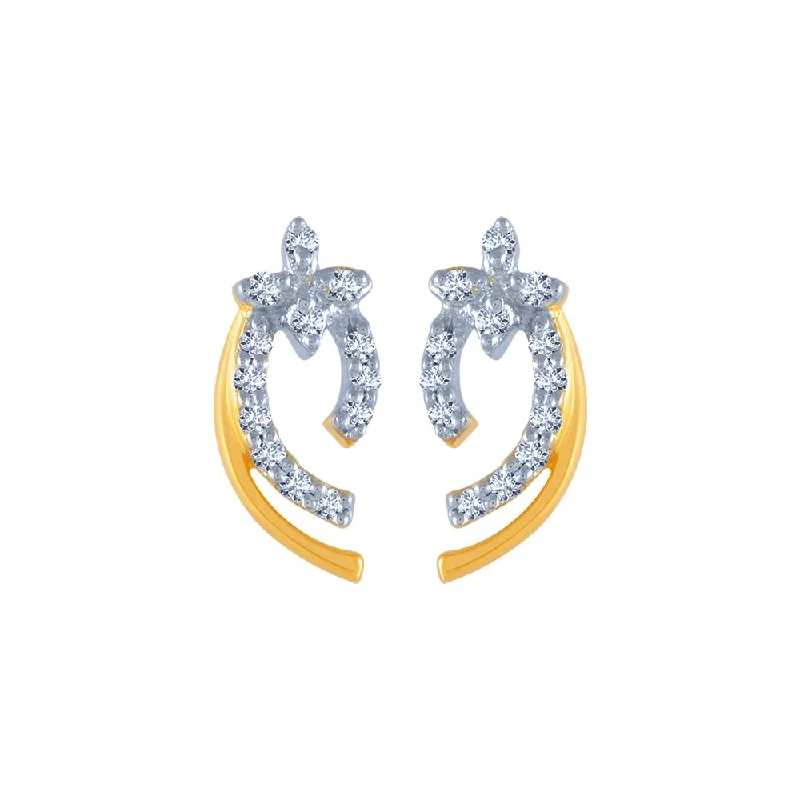 Women’s custom diamond earrings-18k (750) Yellow Gold And Diamond Stud Earrings For Women