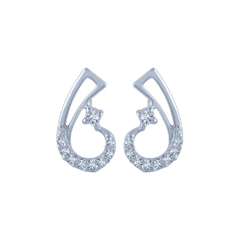 Women’s luxury gold earrings-18k (750) White Gold And Diamond Stud Earrings For Women