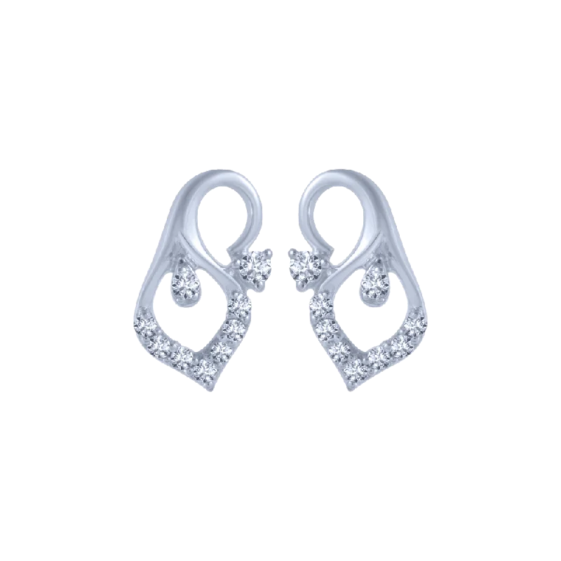 Women’s fashion earrings-14KT (585) White Gold And Diamond Stud Earrings For Women