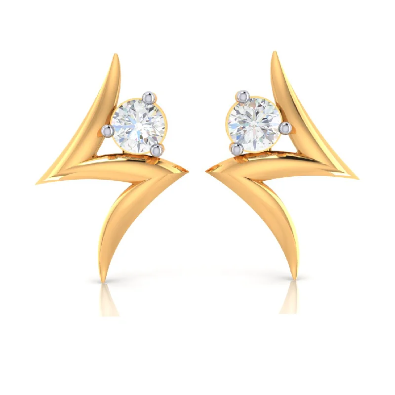 Women’s dangling earrings-18k Z-shape Gold Earrings With Diamonds