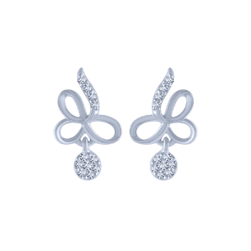 Women’s chic earrings-14KT (585) White Gold And Diamond Stud Earrings For Women