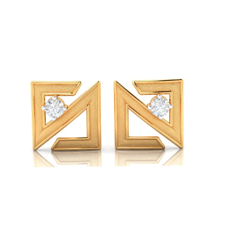 Women’s birthstone earrings-Abstract Shape 18k Gold Earrings With Diamonds