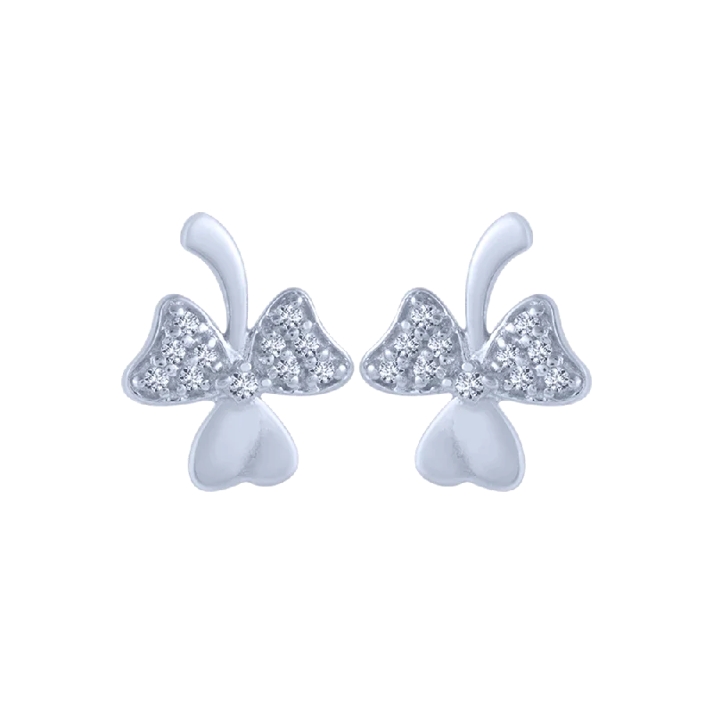 Women’s platinum earrings-18KT (750) White Gold And Diamond Stud Earrings For Women