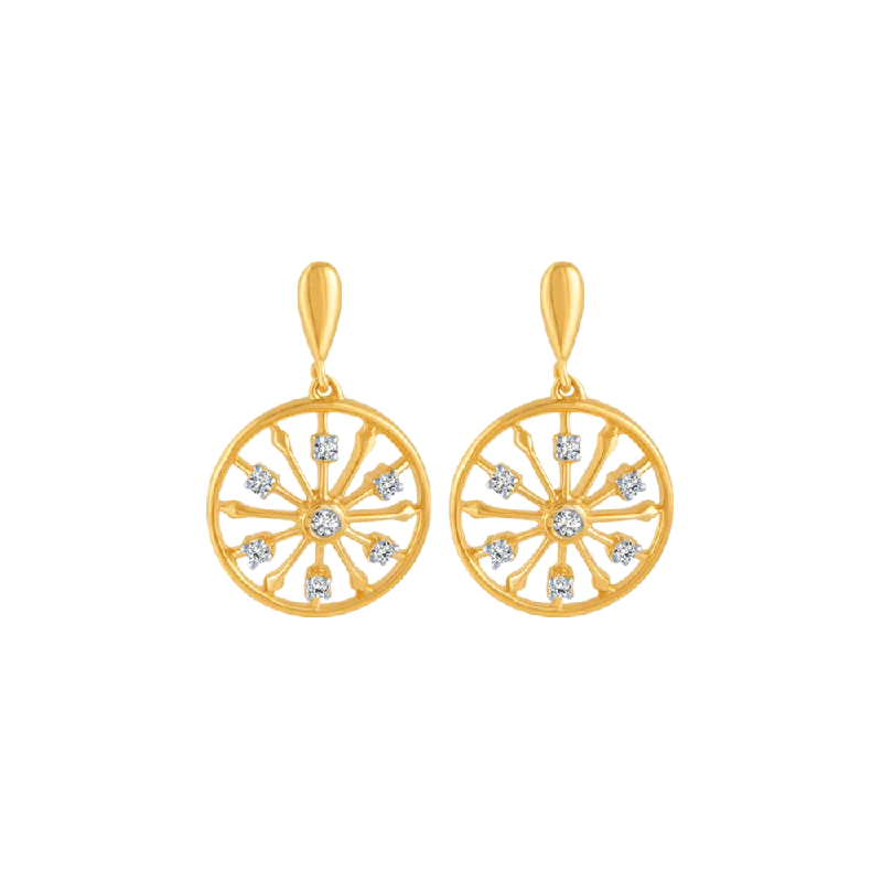 Women’s casual earrings-14KT (585) Yellow Gold And Diamond Stud Earrings For Women