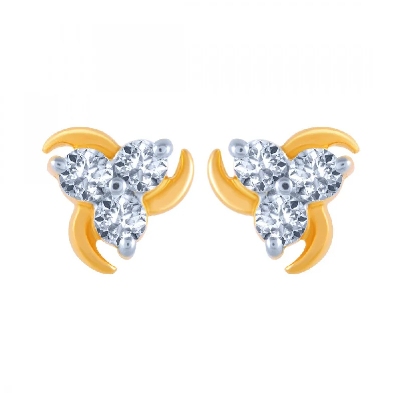 Women’s gemstone earrings-14k (585) Yellow Gold And Diamond Stud Earrings For Women