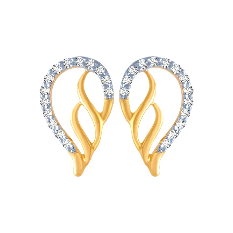 Women’s rainbow earrings-18k (750) Yellow Gold And Diamond Stud Earrings For Women