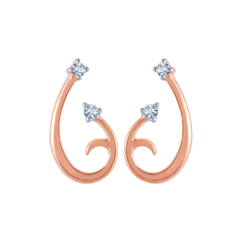 Women’s gold pearl earrings-18k (750) Rose Gold And Diamond Stud Earrings For Women