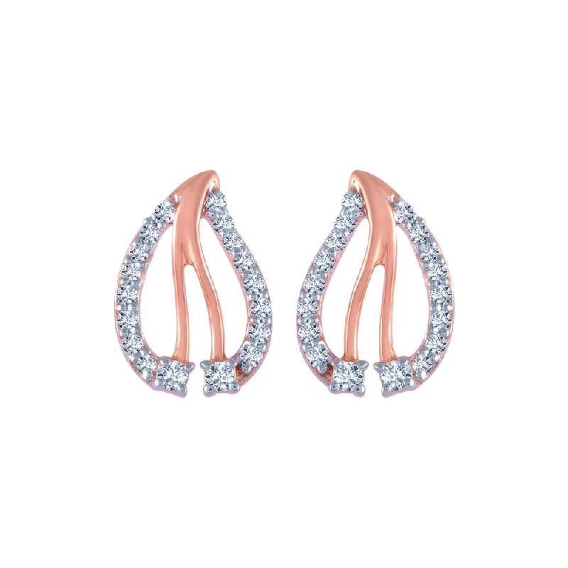 Women’s platinum earrings-18k (750) Rose Gold And Diamond Stud Earrings For Women