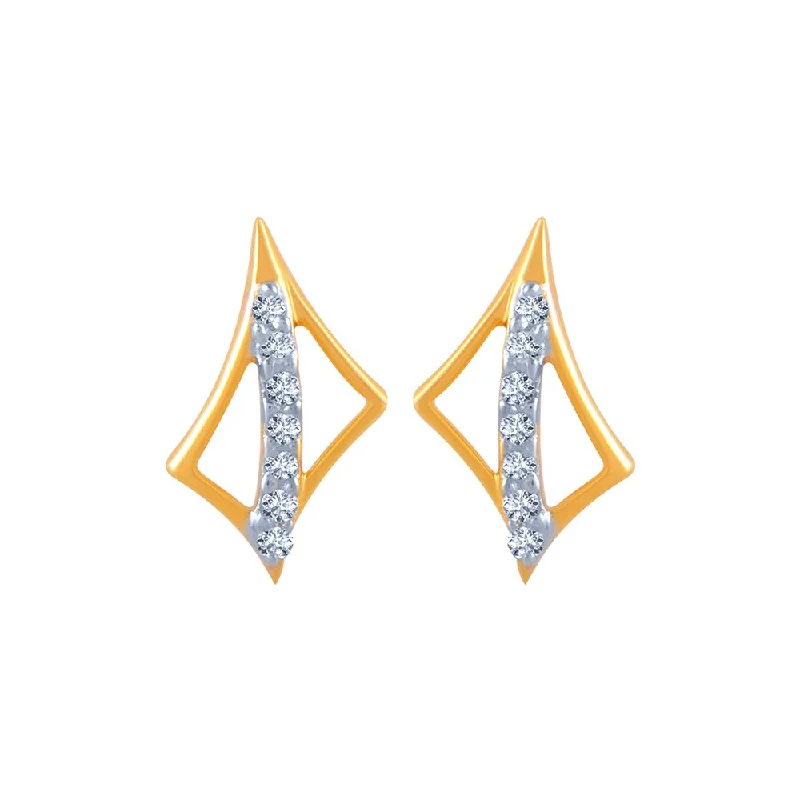 Women’s dangling earrings-18k (750) Yellow Gold And Diamond Stud Earrings For Women