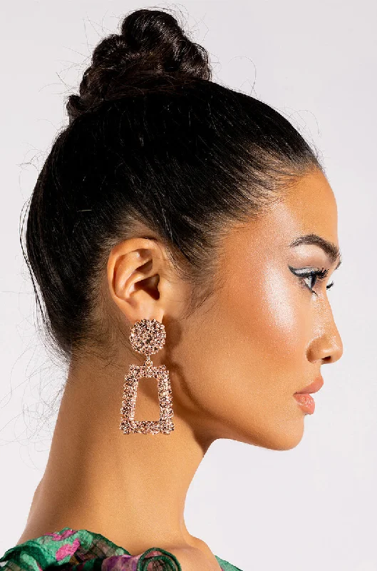 Women’s dangly earrings-JACINTA ROSE GOLD CRUSHED DANGLE EARRINGS