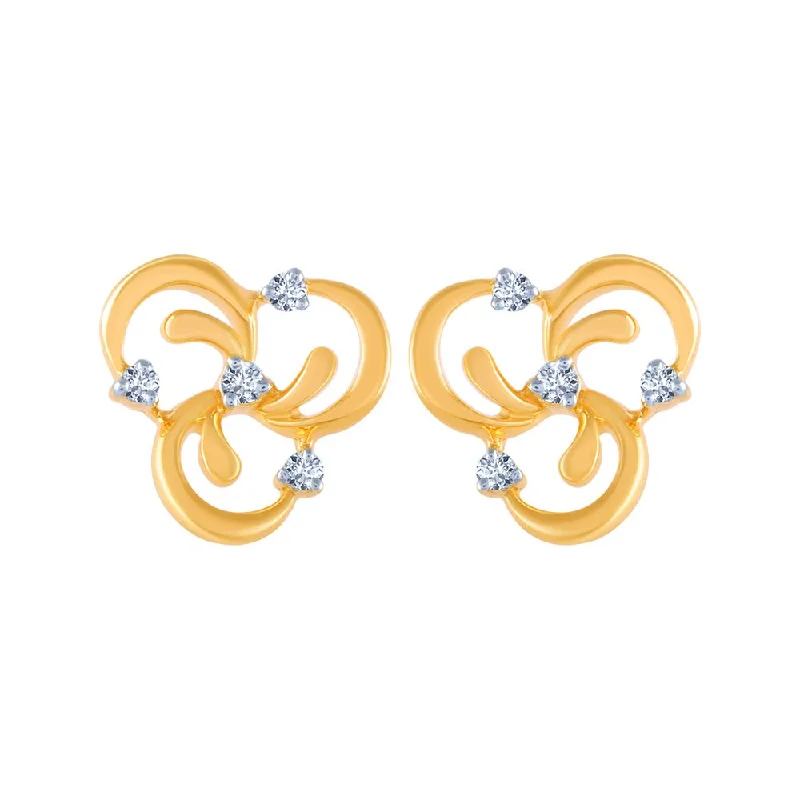 Women’s cute earrings-18k (750) Yellow Gold And Diamond Stud Earrings For Women