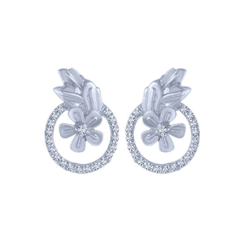 Women’s diamond drop earrings-14KT (585) White Gold And Diamond Stud Earrings For Women