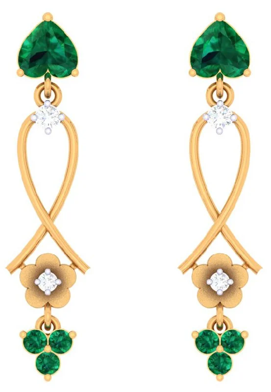 Women’s sterling silver earrings-Stylish Stone Studded Gold Diamond Earrings For Women