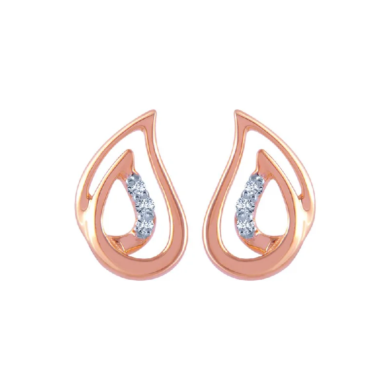 Women’s drop earrings-14k (585) Rose Gold And Diamond Stud Earrings For Women