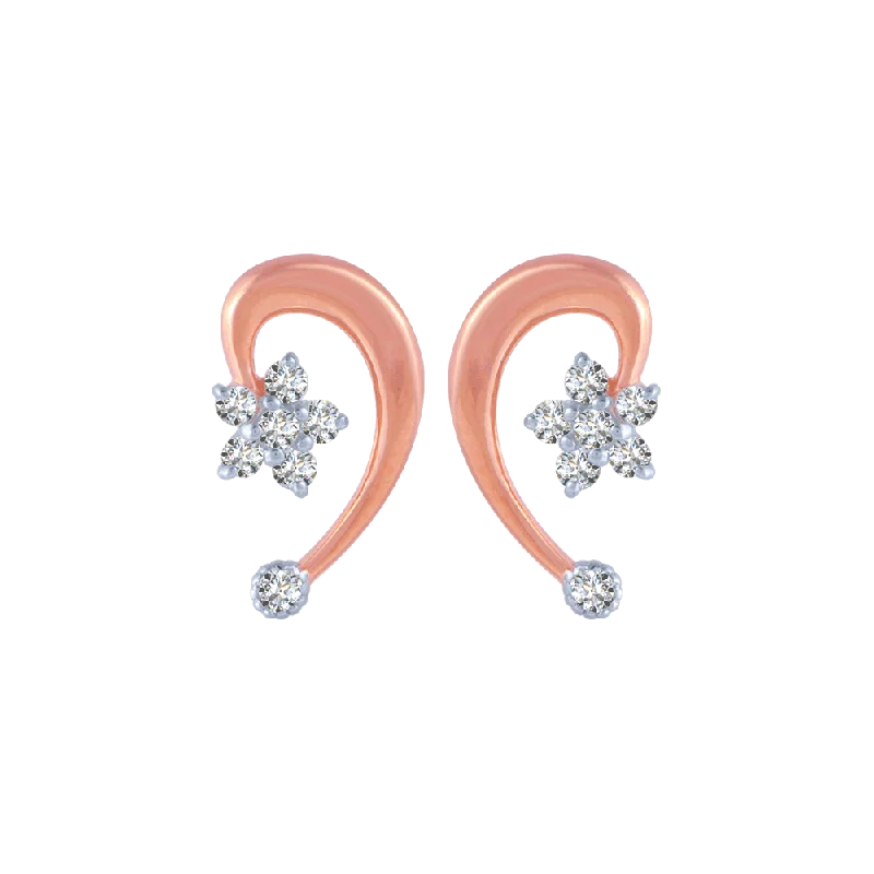 Women’s minimalist earrings-14KT (585) Rose Gold And Diamond Stud Earrings For Women