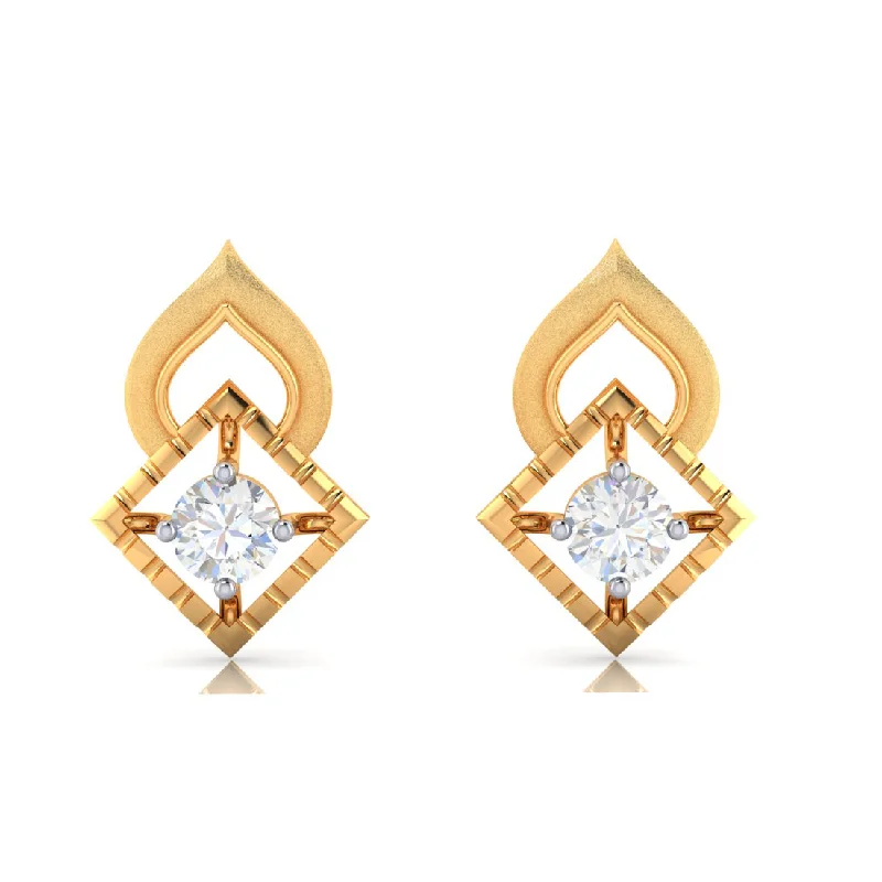 Women’s pearl earrings-18k Retro Look Gold And Diamond Earrings