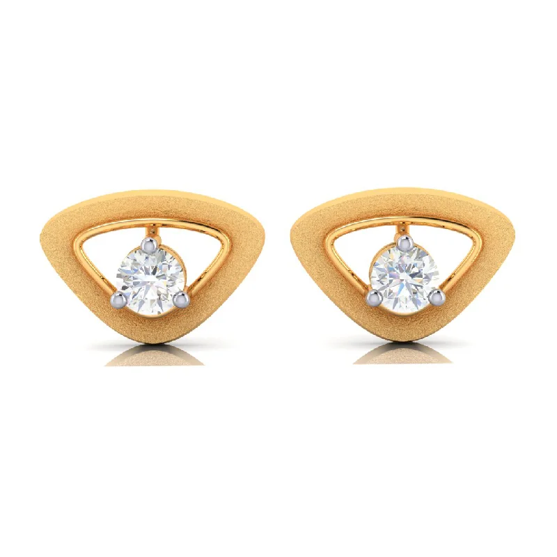 Women’s gemstone earrings-Diamond & 18k Gold Triangle Earrings