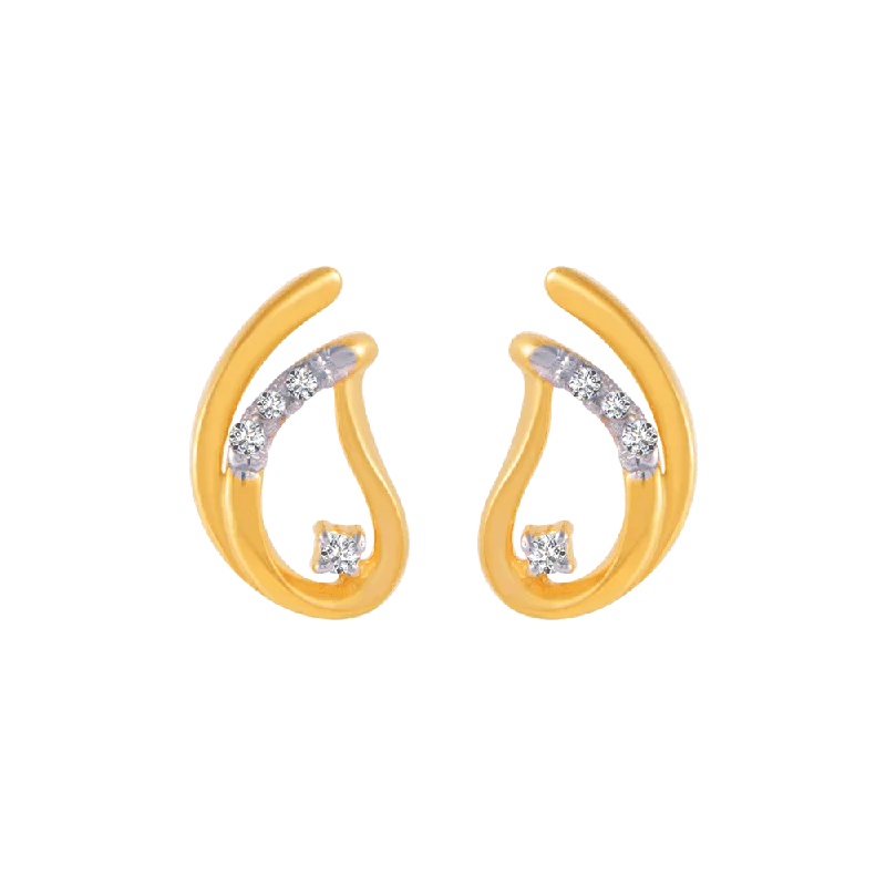 Women’s heart-shaped earrings-14KT (585) Yellow Gold And Diamond Stud Earrings For Women