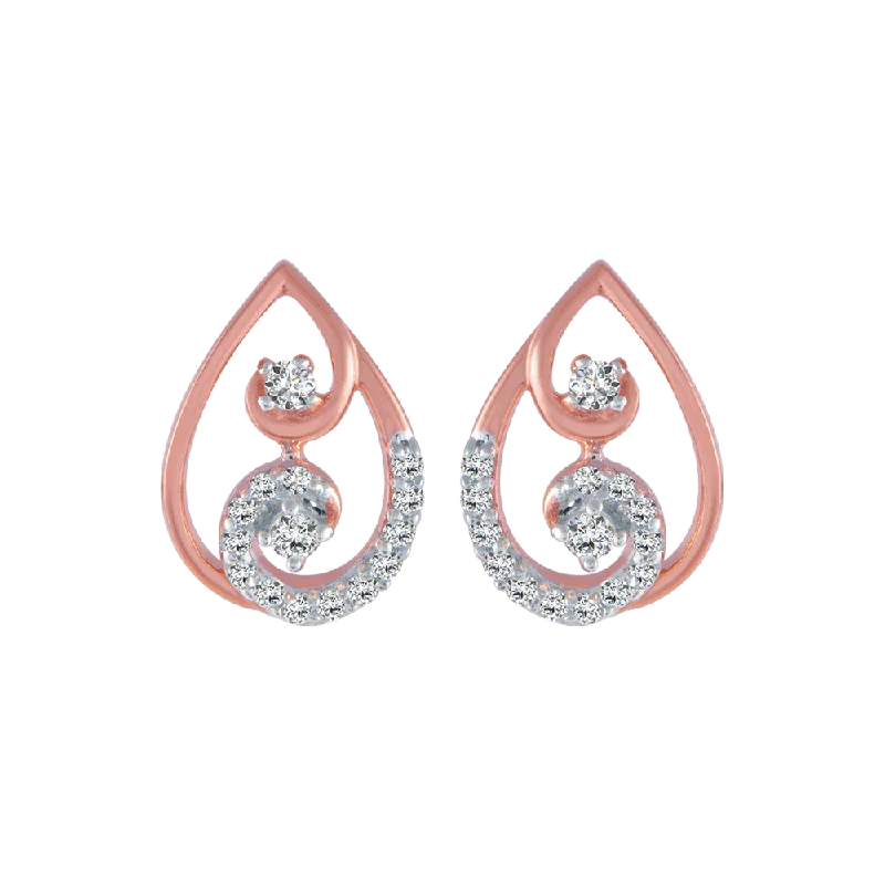 Women’s bold earrings-14KT (585) Rose Gold And Diamond Stud Earrings For Women