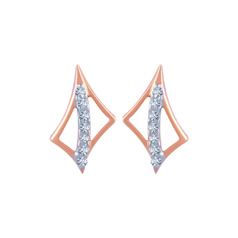 Women’s rose gold earrings-18k (750) Rose Gold And Diamond Stud Earrings For Women