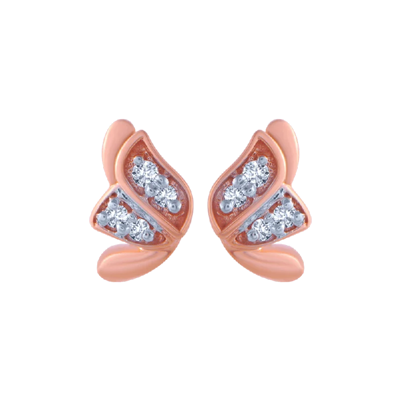 Women’s sapphire stud earrings-18KT (750) Rose Gold And Diamond Stud Earrings For Women