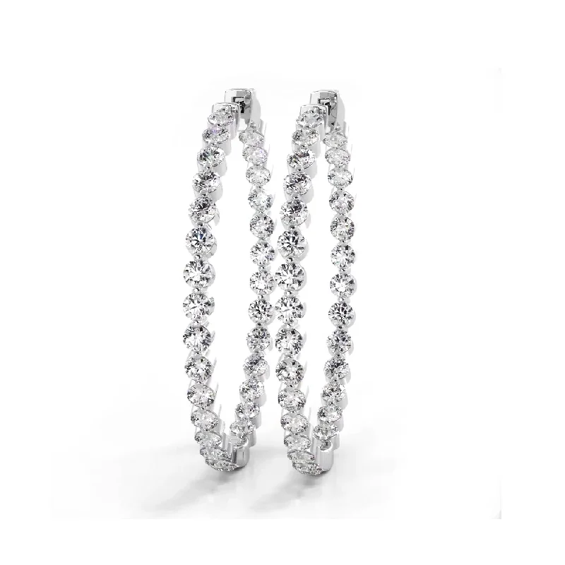 Women’s timeless earrings-2.5 ct. Floating Diamond Large Hoop Earrings