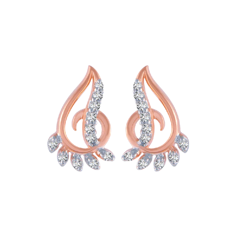 Women’s butterfly earrings-14KT (585) Rose Gold And Diamond Stud Earrings For Women