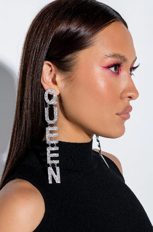 Women’s stud earrings-QUEEN NEVER DIES DROP EARRINGS