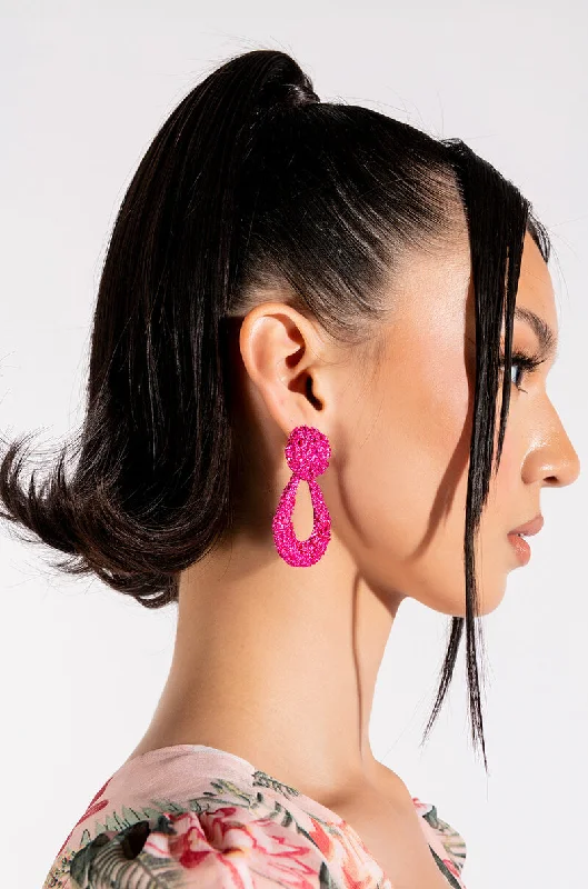 Women’s vintage silver earrings-DELILA FUCHSIA CRUSHED DANGLE EARRINGS