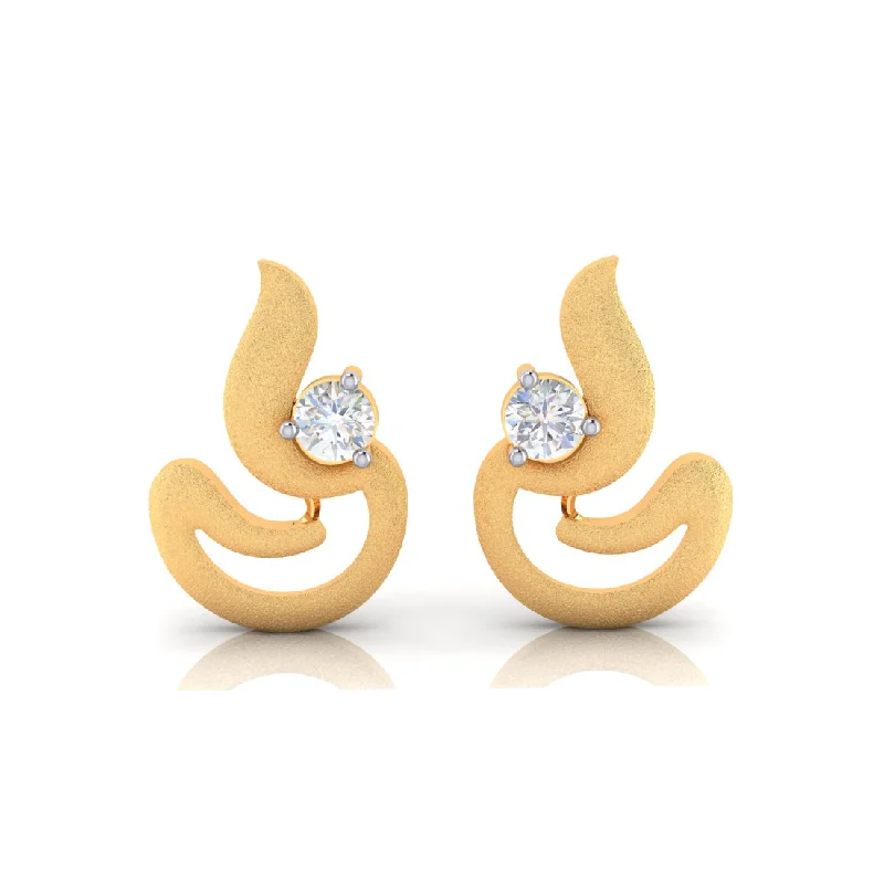 Women’s 18k gold earrings-18k Dia Shape Gold Earrings With Diamond