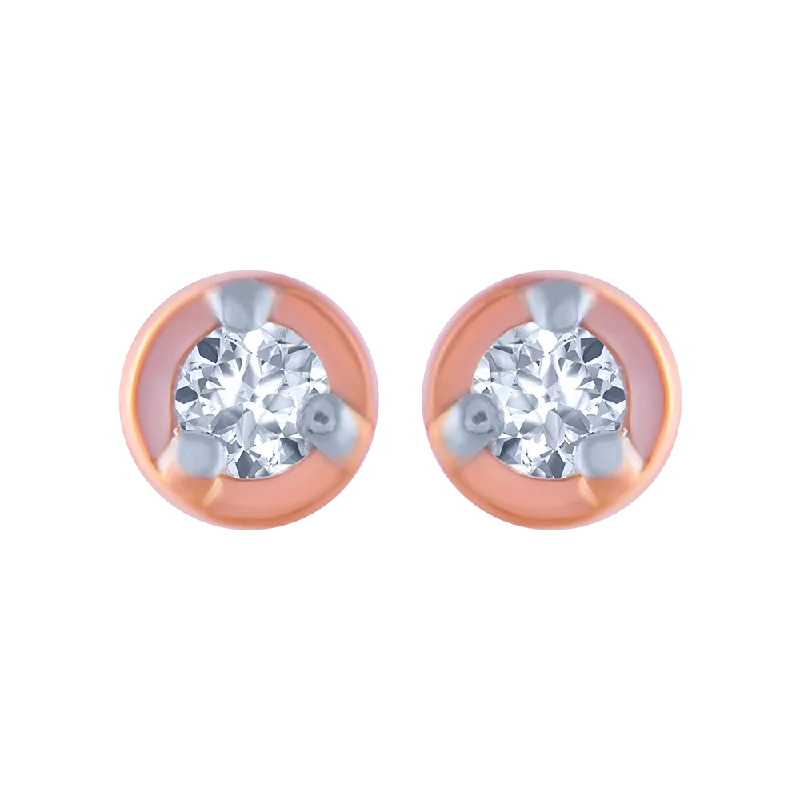 Women’s polished earrings-18KT (750) Rose Gold And Diamond Stud Earrings For Women