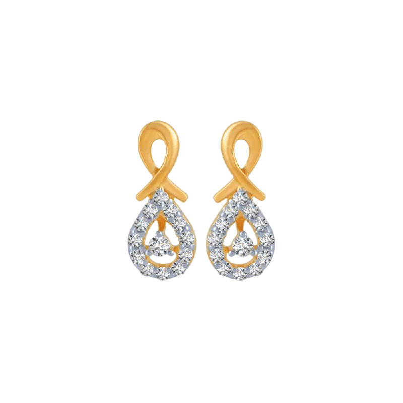 Women’s dangling earrings-14KT (585) Yellow Gold And Diamond Stud Earrings For Women