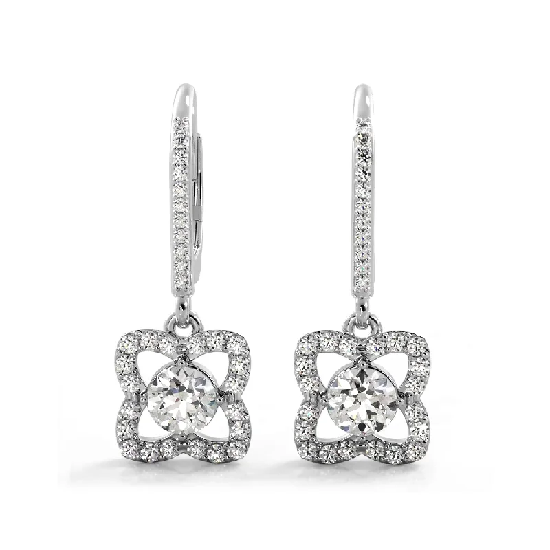 Women’s exclusive earrings-1.50 ctw. Blossom Diamond Drop Earrings Flower Drop Dangles