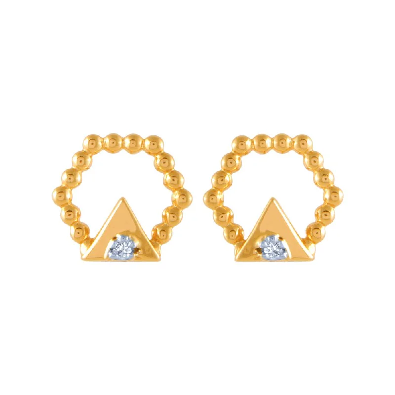 Women’s luxury gemstone earrings-18k (750) Yellow Gold And Diamond Stud Earrings For Women