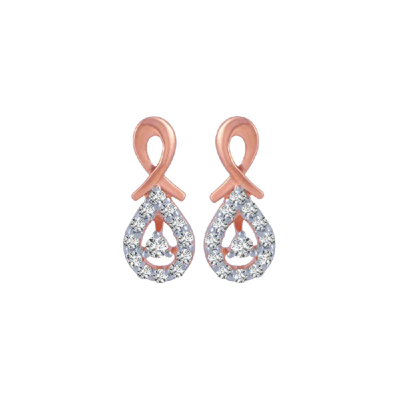 Women’s rose gold earrings-14KT (585) Rose Gold And Diamond Stud Earrings For Women