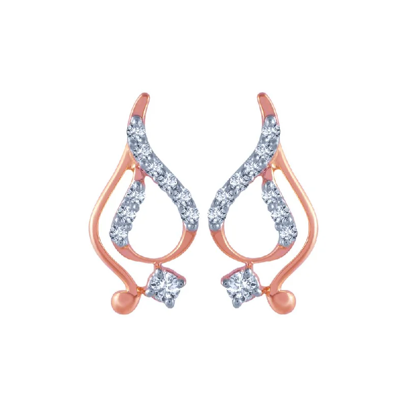 Women’s elegant diamond earrings-18k (750) Rose Gold And Diamond Stud Earrings For Women