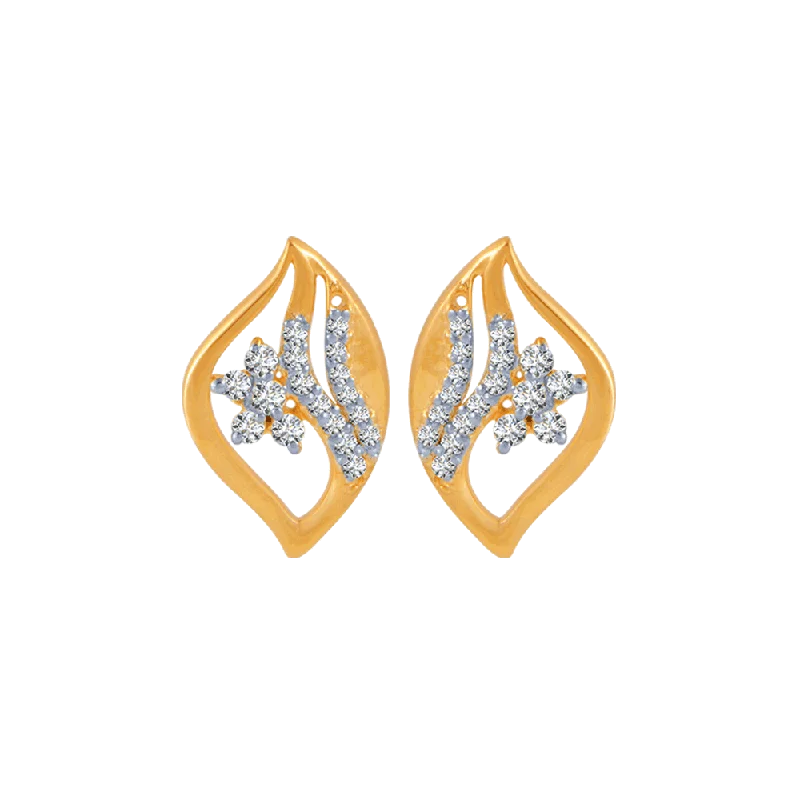 Women’s sapphire earrings-14KT (585) Yellow Gold And Diamond Stud Earrings For Women