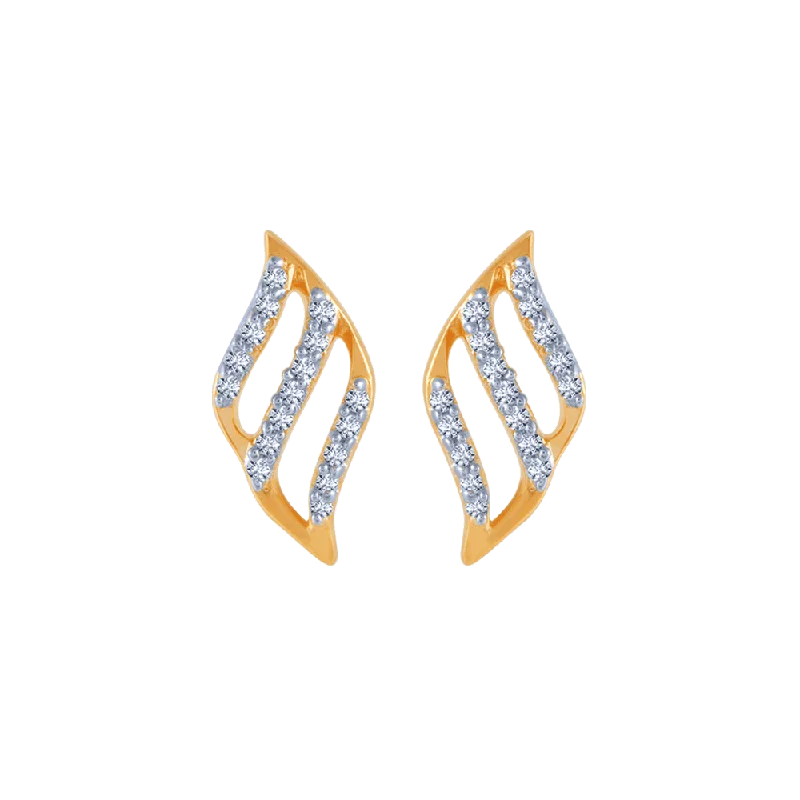 Women’s bridal earrings-18KT (750) Yellow Gold And Diamond Stud Earrings For Women