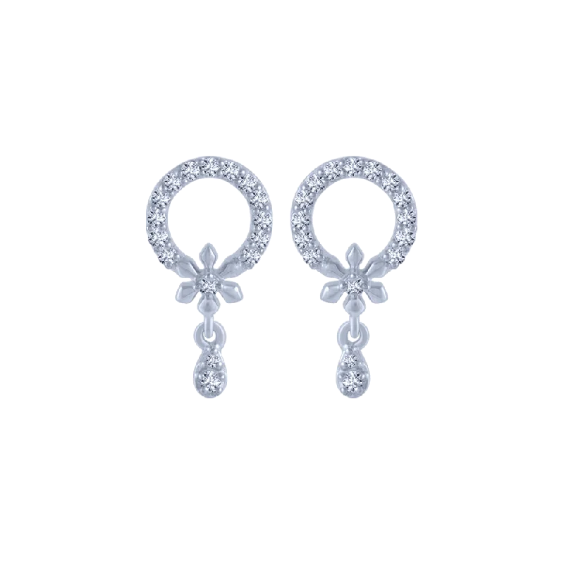 Women’s diamond drop earrings-14KT (585) White Gold And Diamond Stud Earrings For Women