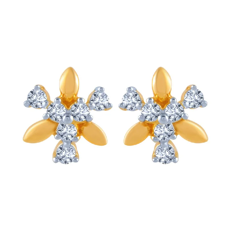 Women’s exclusive earrings-14k (585) Yellow Gold And Diamond Stud Earrings For Women