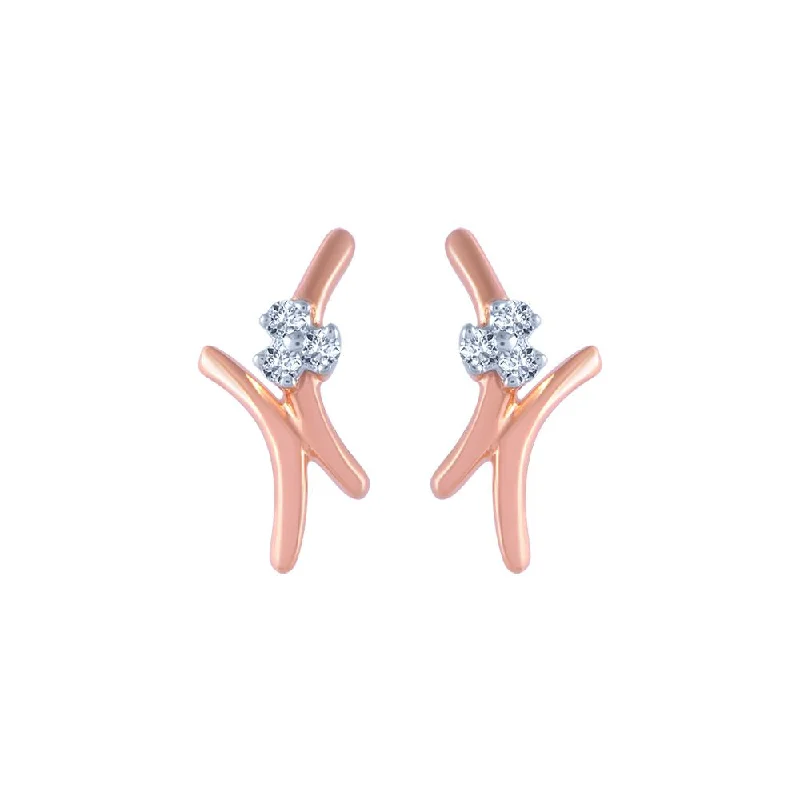 Women’s gemstone hoop earrings-18k (750) Rose Gold And Diamond Stud Earrings For Women