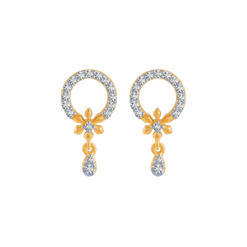 Women’s clip-on earrings-14KT (585) Yellow Gold And Diamond Stud Earrings For Women