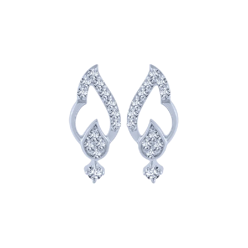 Women’s bridal earrings-14KT (585) White Gold And Diamond Stud Earrings For Women