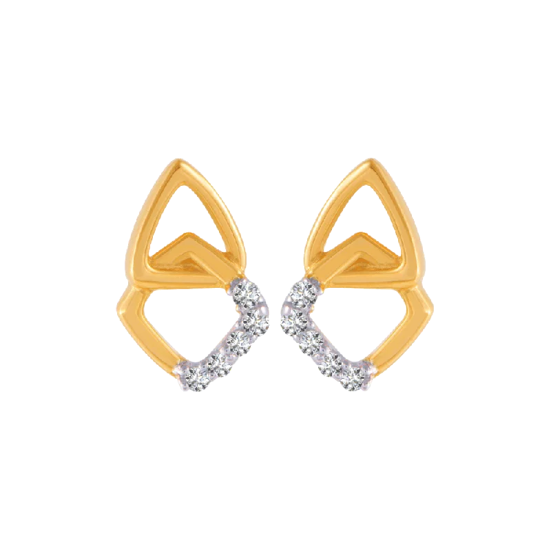 Women’s hoop diamond earrings-14KT (585) Yellow Gold And Diamond Stud Earrings For Women