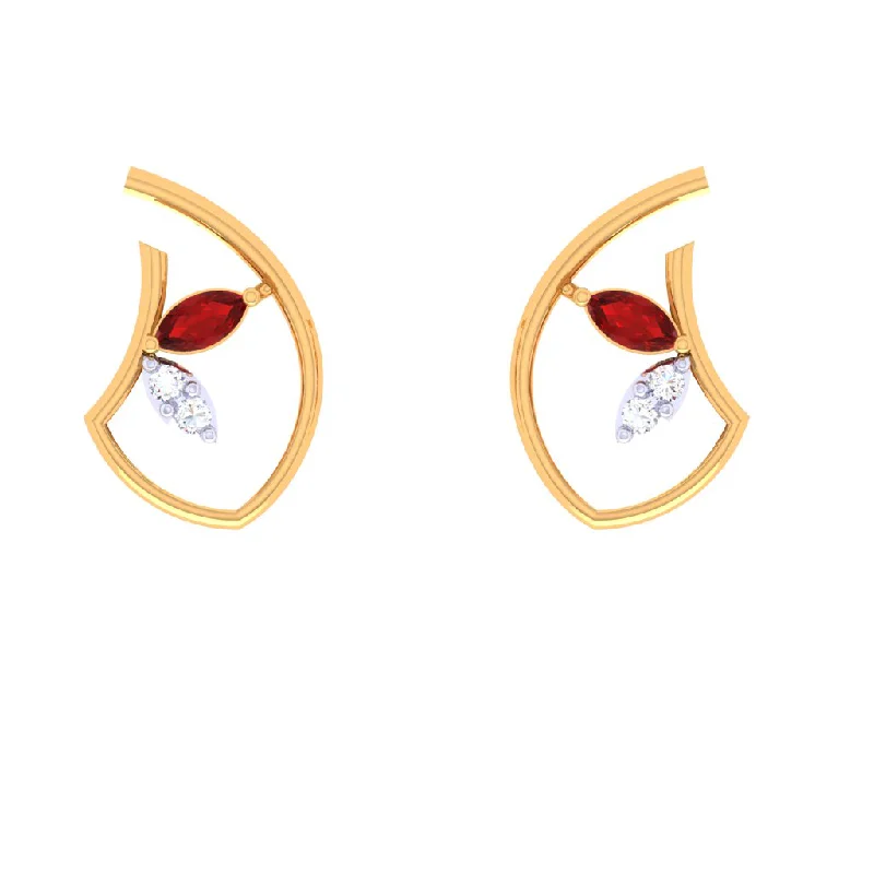 Women’s luxury earrings-Flower Inspired Gold Diamond Earrings