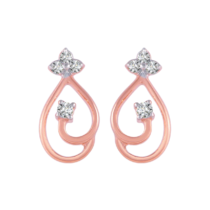 Women’s elegant diamond earrings-14KT (585) Rose Gold And Diamond Stud Earrings For Women