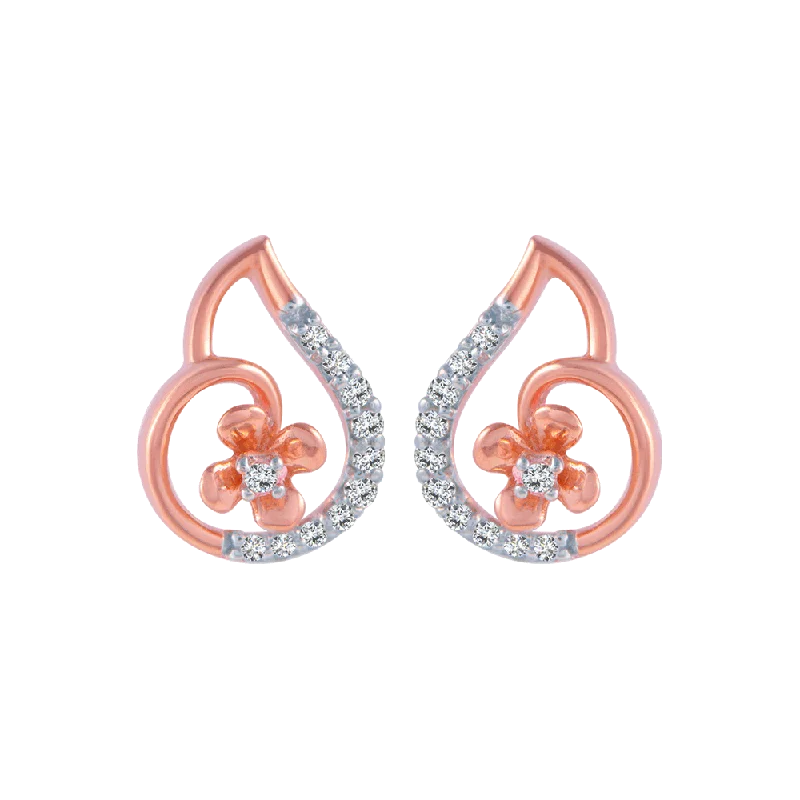 Women’s exclusive earrings-14KT (585) Rose Gold And Diamond Stud Earrings For Women